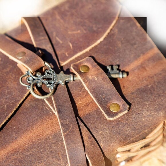 Leather Diary Writing Notebook Unique Handmade Embossed Travel Deckle Edge Paper - Picture 3 of 8